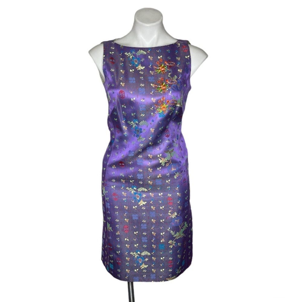 Christian Lacroix Bazar 90s Purple Brocade Sheath Dress